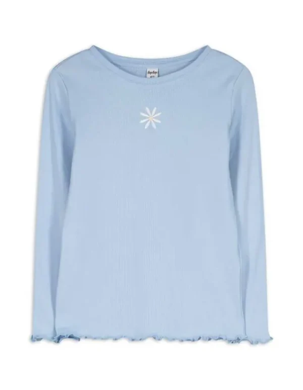 Langarmshirt - Muschelsaum - hellblau