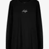 Langarmshirt - Oversized Fit - schwarz