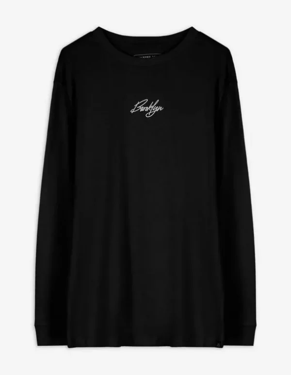 Langarmshirt - Oversized Fit - schwarz