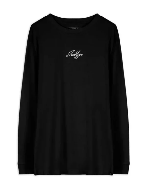 Langarmshirt - Oversized Fit - schwarz