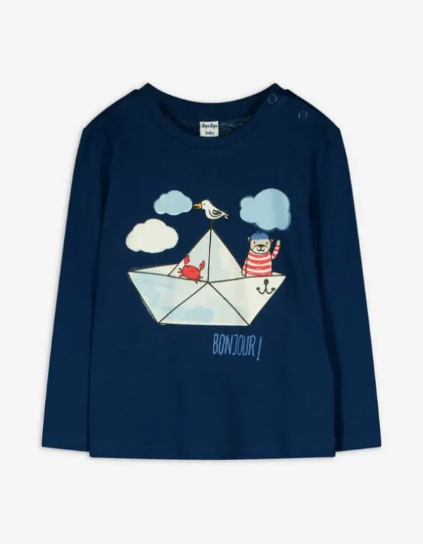 Langarmshirt - Print - dunkelblau