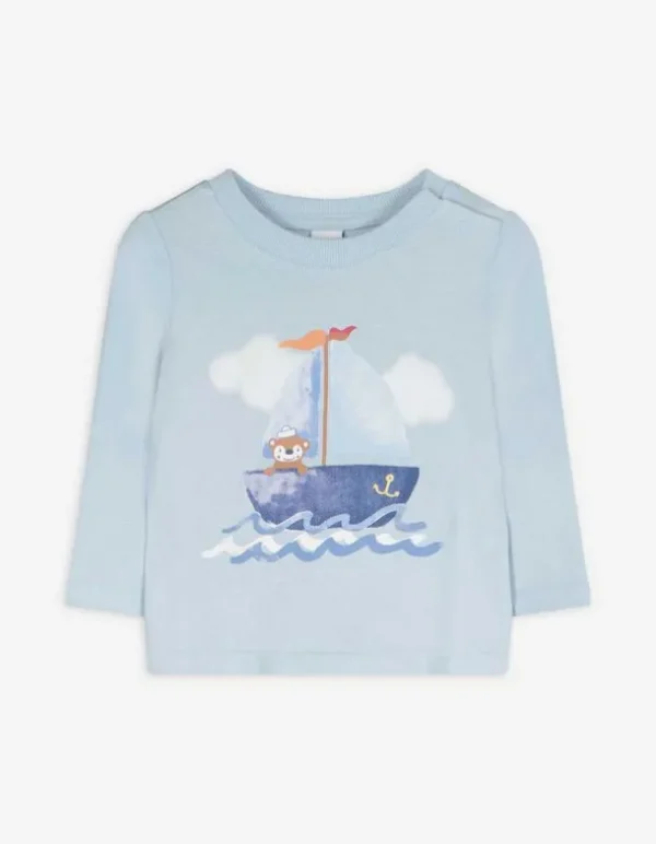 Langarmshirt - Print - hellblau