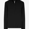 Langarmshirt - Rippenstruktur - schwarz