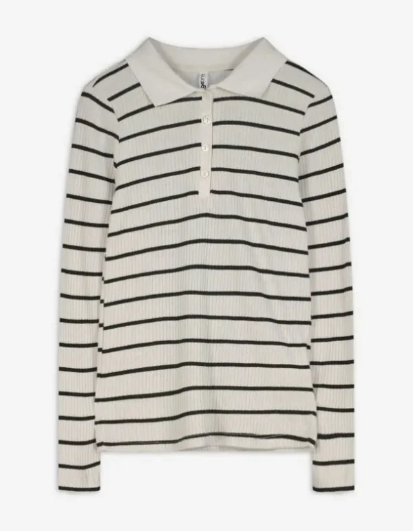Langarmshirt - Rippenstruktur - beige