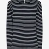 Langarmshirt - Rippenstruktur - dunkelblau