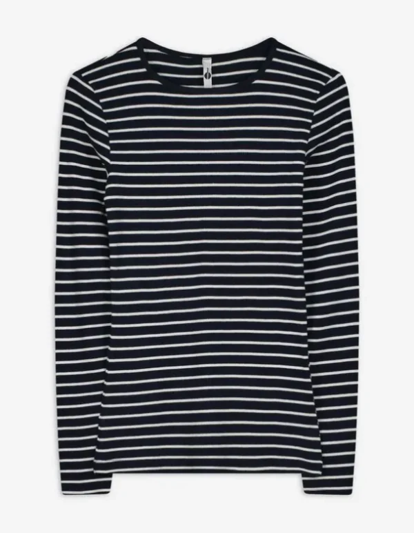 Langarmshirt - Rippenstruktur - dunkelblau