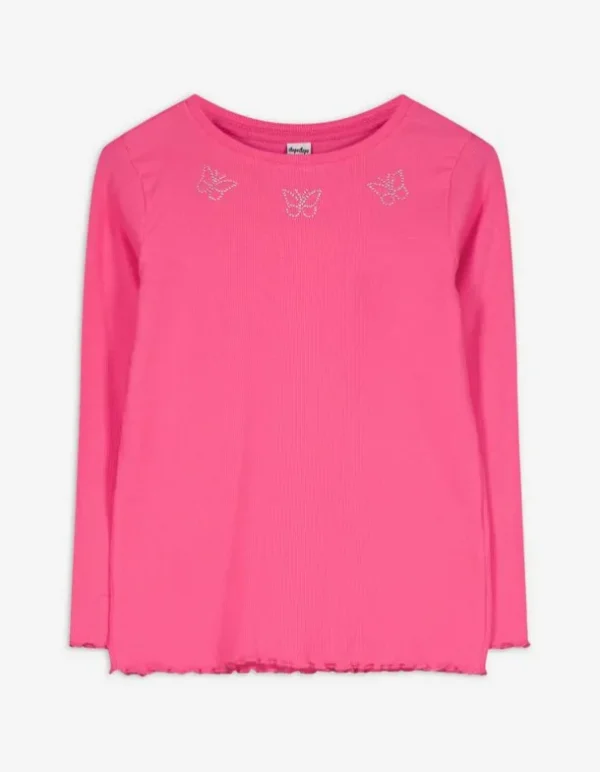 Langarmshirt - Rippenstruktur - pink