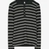 Langarmshirt - Rippenstruktur - schwarz