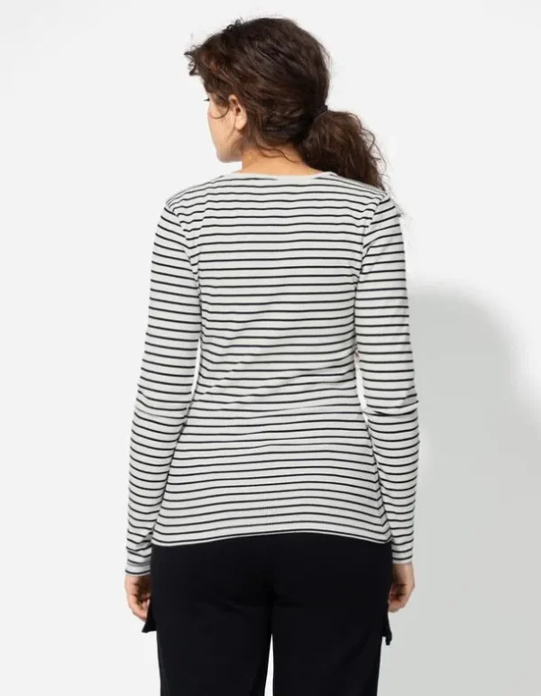 Langarmshirt - Rippenstruktur - weiß