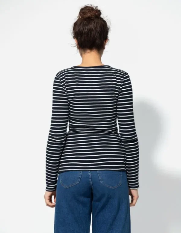 Langarmshirt - Rippenstruktur - dunkelblau