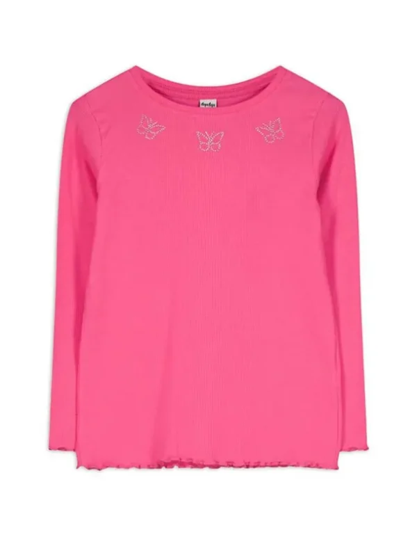 Langarmshirt - Rippenstruktur - pink