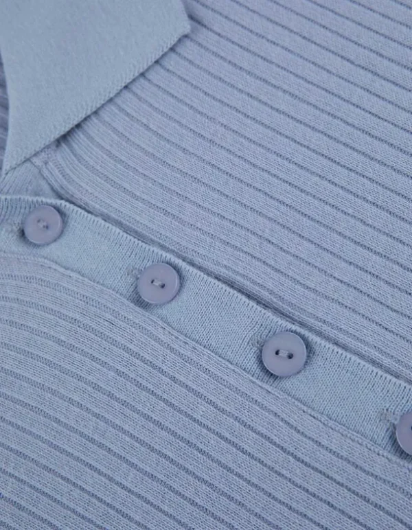 Langarmshirt - Rippenstruktur - hellblau