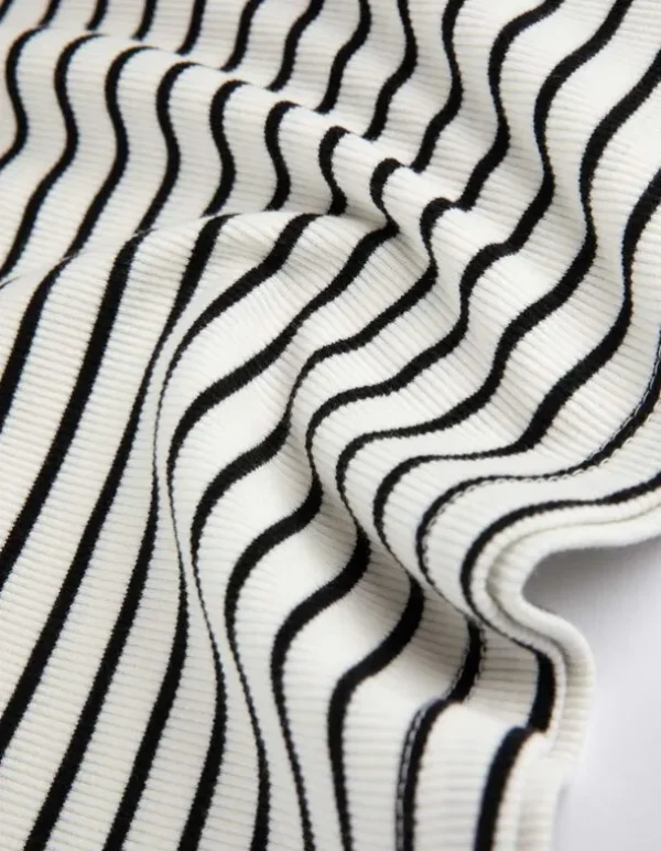 Langarmshirt - Rippenstruktur - weiß