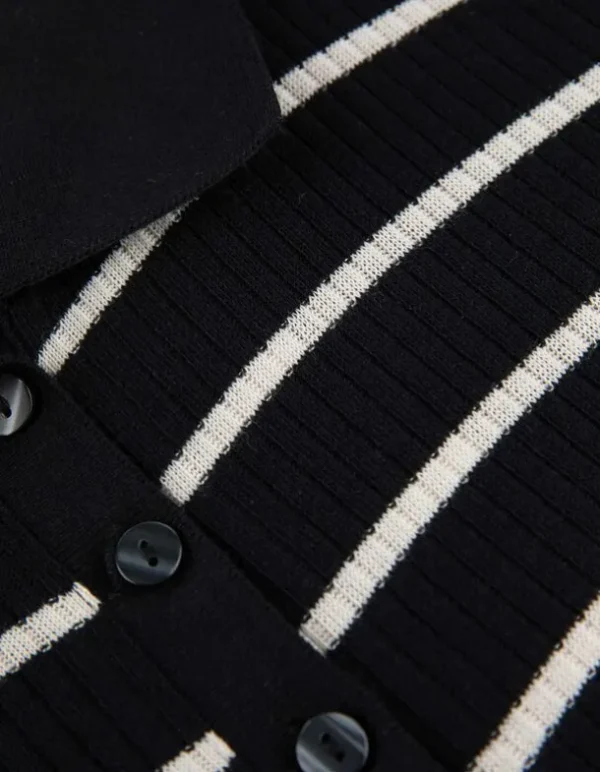 Langarmshirt - Rippenstruktur - schwarz