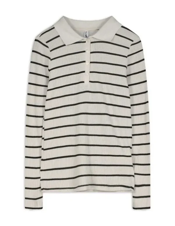 Langarmshirt - Rippenstruktur - beige