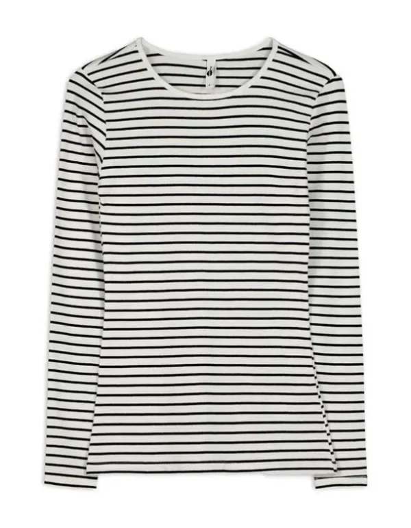 Langarmshirt - Rippenstruktur - weiß