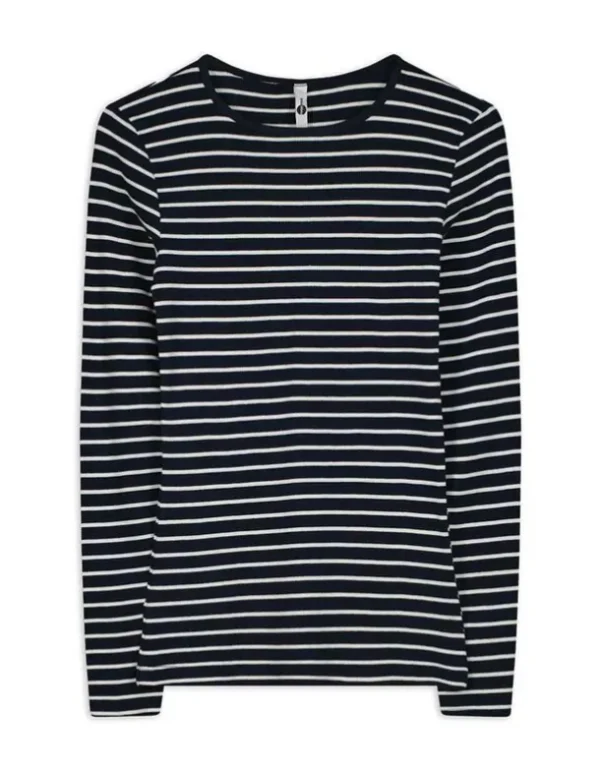 Langarmshirt - Rippenstruktur - dunkelblau
