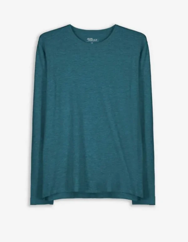 Langarmshirt - Rundhals-Ausschnitt - türkis