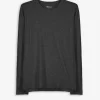 Langarmshirt - Rundhals-Ausschnitt - dunkelgrau