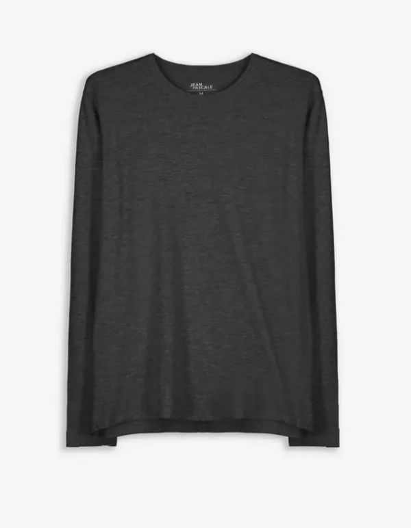 Langarmshirt - Rundhals-Ausschnitt - dunkelgrau