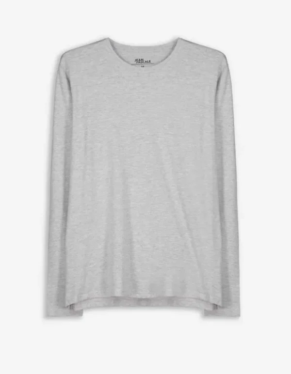 Langarmshirt - Rundhals-Ausschnitt - grau