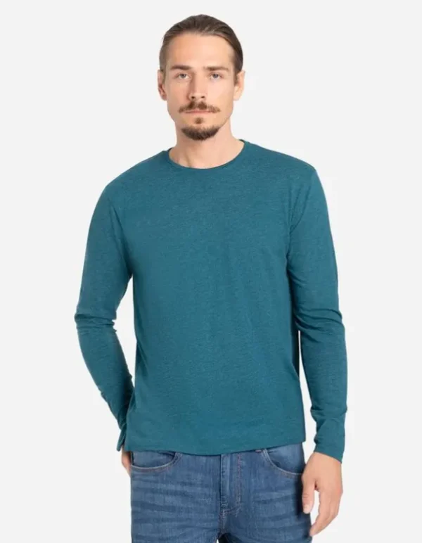 Langarmshirt - Rundhals-Ausschnitt - türkis