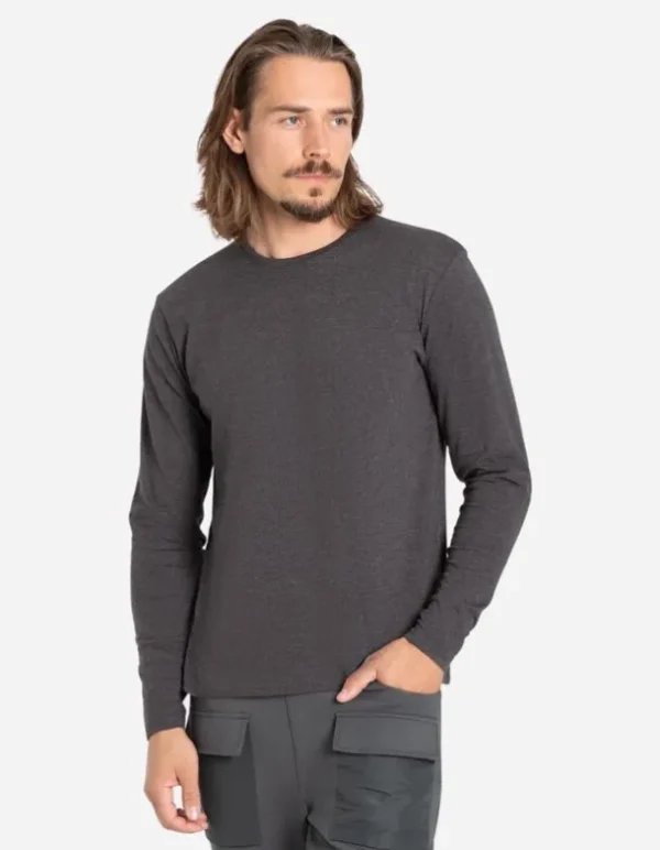 Langarmshirt - Rundhals-Ausschnitt - dunkelgrau