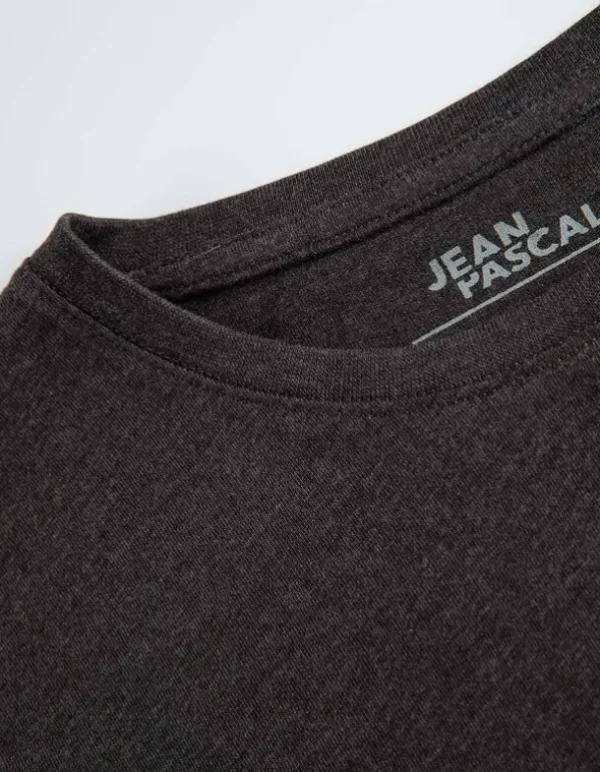 Langarmshirt - Rundhals-Ausschnitt - dunkelgrau