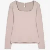 Langarmshirt - Slim Fit - beige