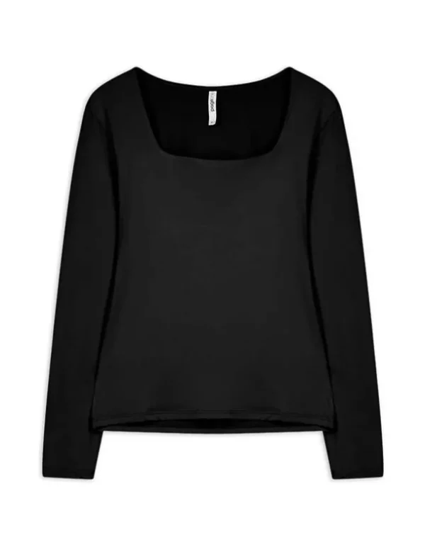 Langarmshirt - Slim Fit - schwarz
