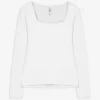 Langarmshirt - Slim Fit - weiß