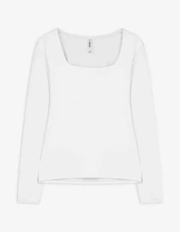 Langarmshirt - Slim Fit - weiß