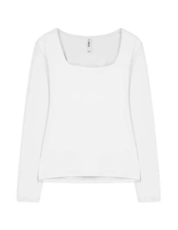 Langarmshirt - Slim Fit - weiß