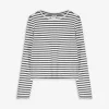 Langarmshirt - Streifen - weiß