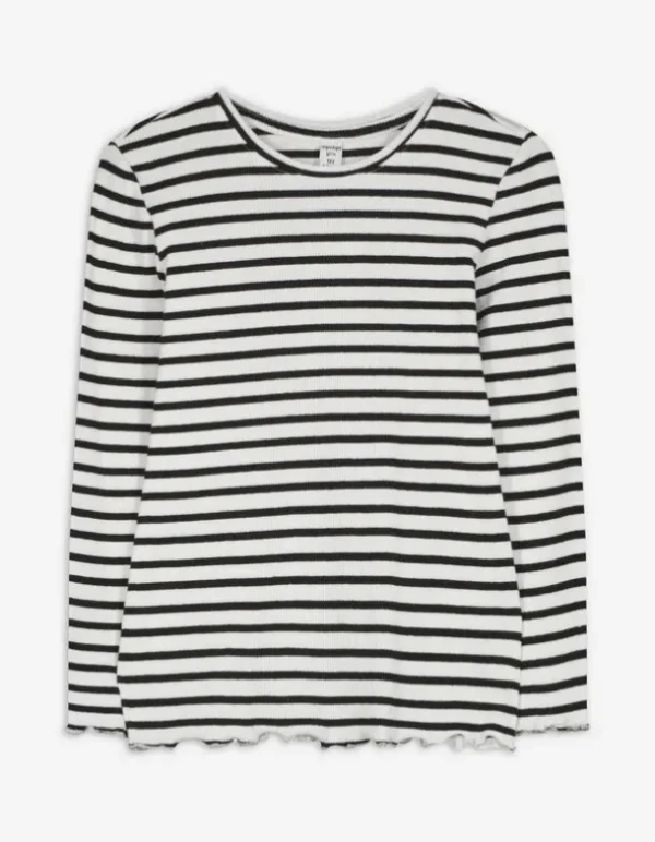 Langarmshirt - Streifen - weiß