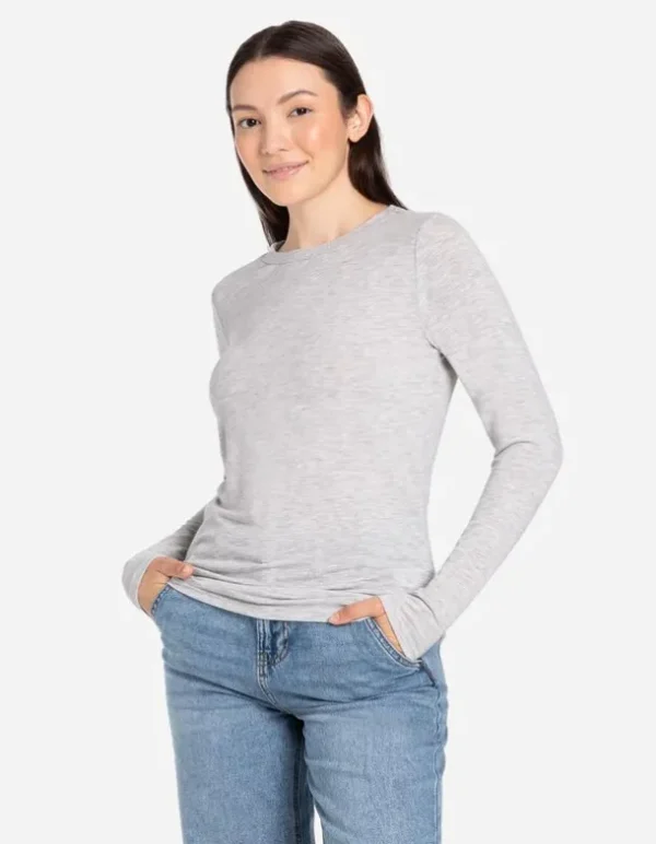 Langarmshirt - Viskose-Anteil - hellgrau