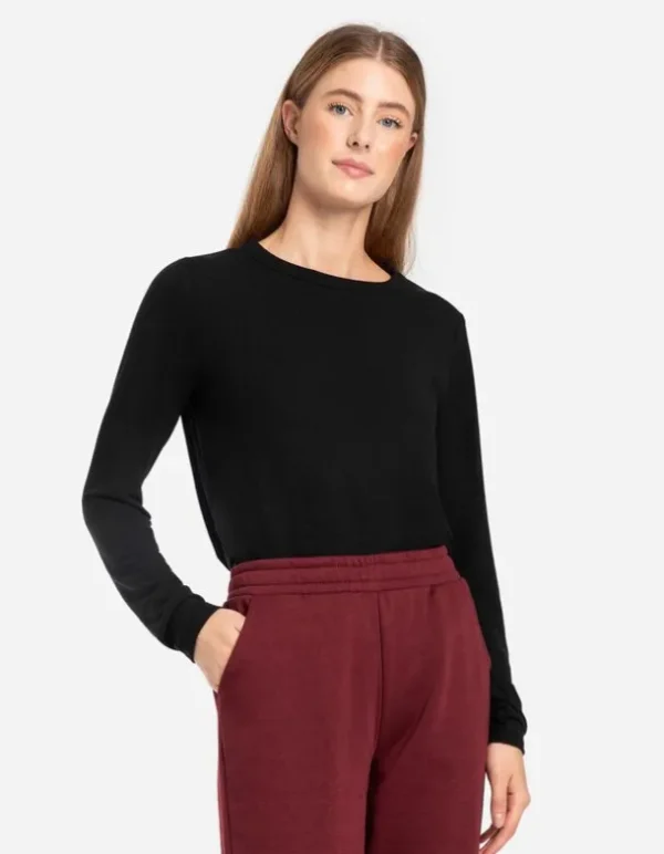 Langarmshirt - Viskose-Anteil - schwarz