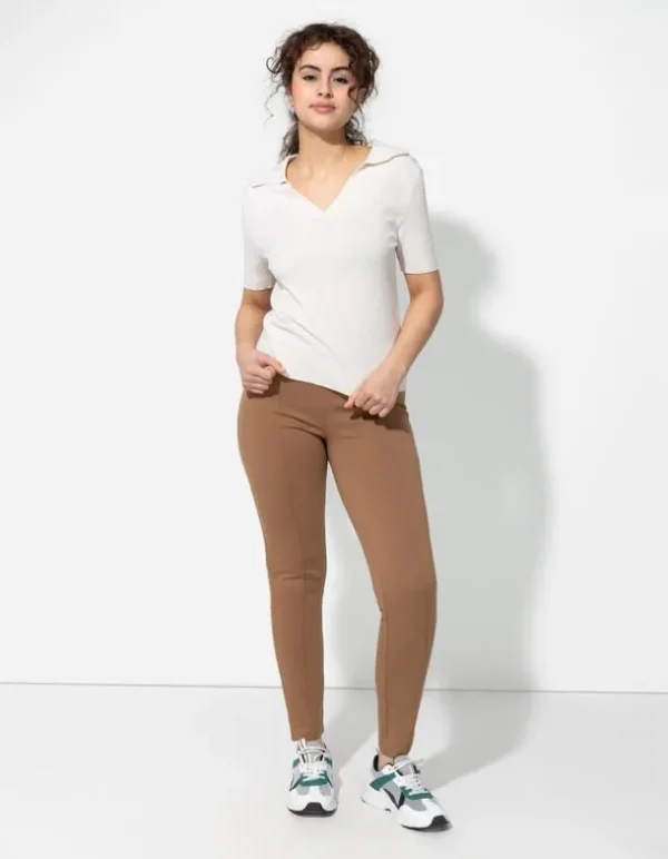 Leggings - Bundfalte - braun