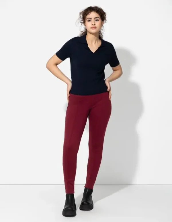Leggings - Bundfalte - dunkelrot