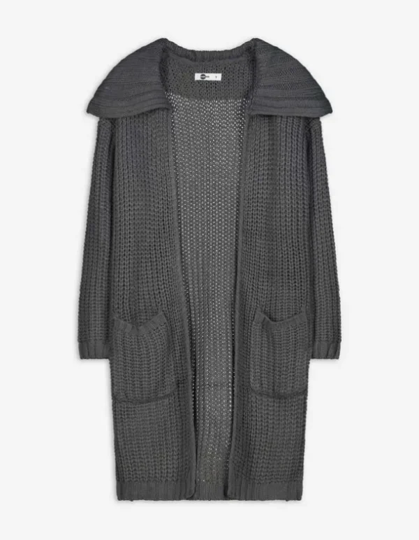 Longcardigan - Grobstrick - dunkelgrau