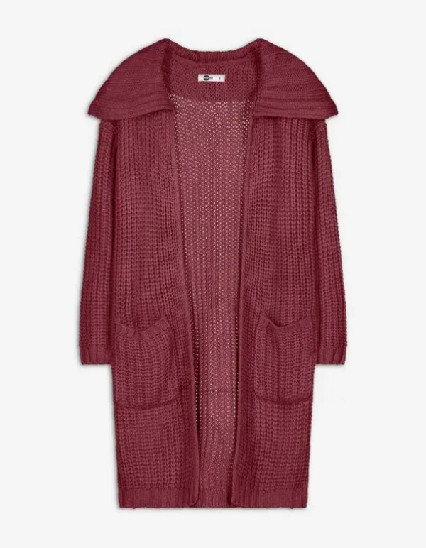 Longcardigan - Grobstrick - dunkelrot