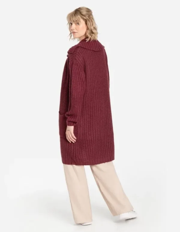 Longcardigan - Grobstrick - dunkelrot
