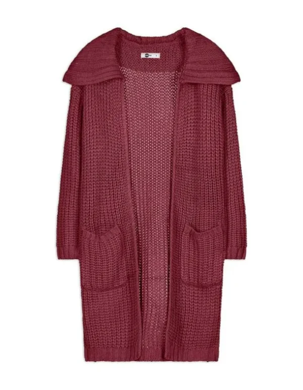 Longcardigan - Grobstrick - dunkelrot