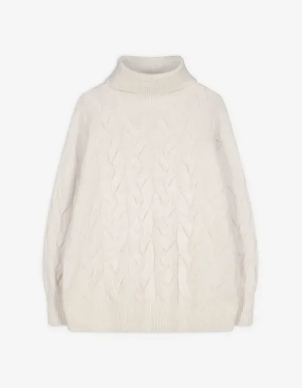 Longpullover - Rollkragen - beige