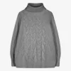 Longpullover - Rollkragen - grau