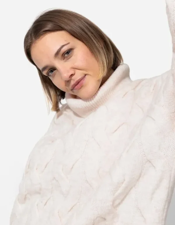 Longpullover - Rollkragen - beige
