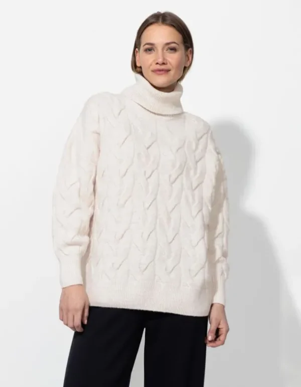 Longpullover - Rollkragen - beige