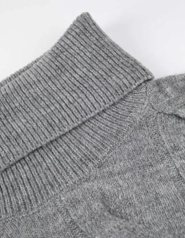 Longpullover - Rollkragen - grau