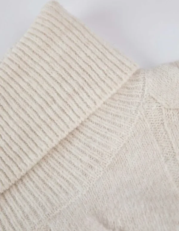 Longpullover - Rollkragen - beige