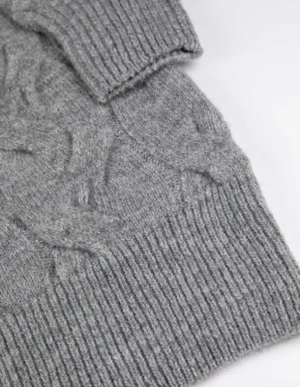 Longpullover - Rollkragen - grau